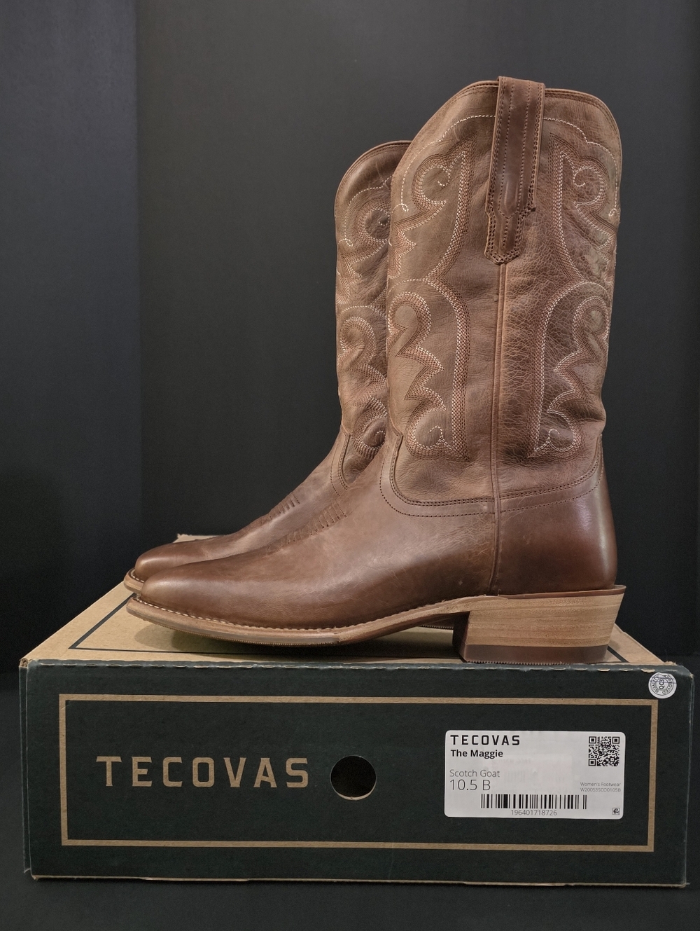 Tecovas Womens The Maggie Scotch Goat Leather Cowgirl Riding Boots Size 10.5 B